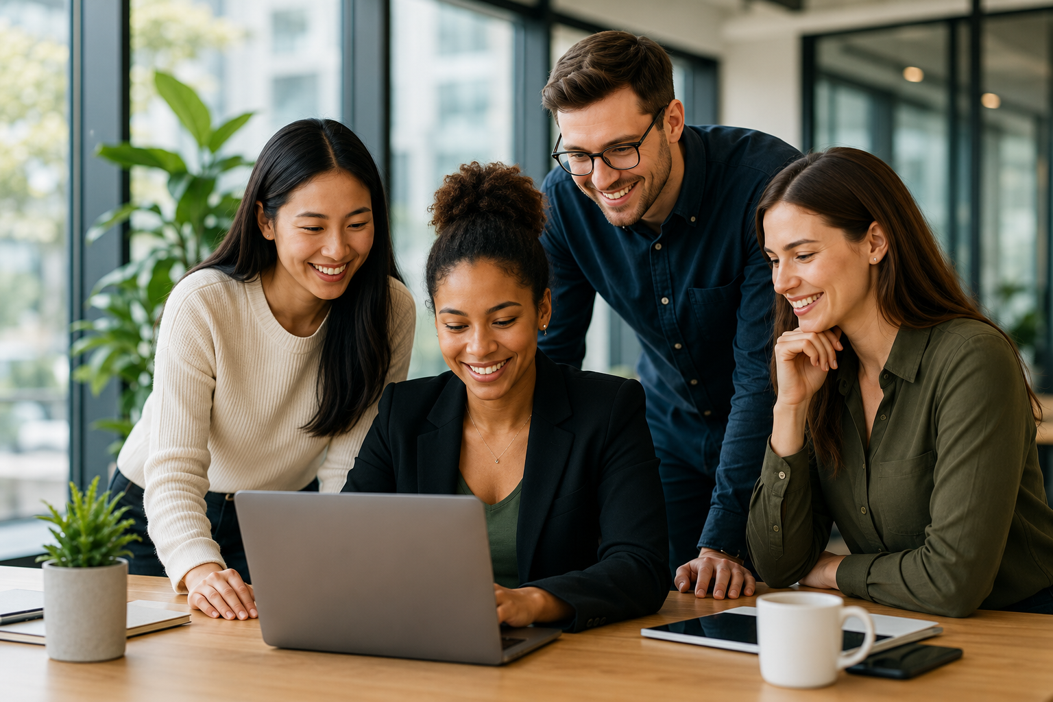 KAIRO AI professional team collaborating around a laptop